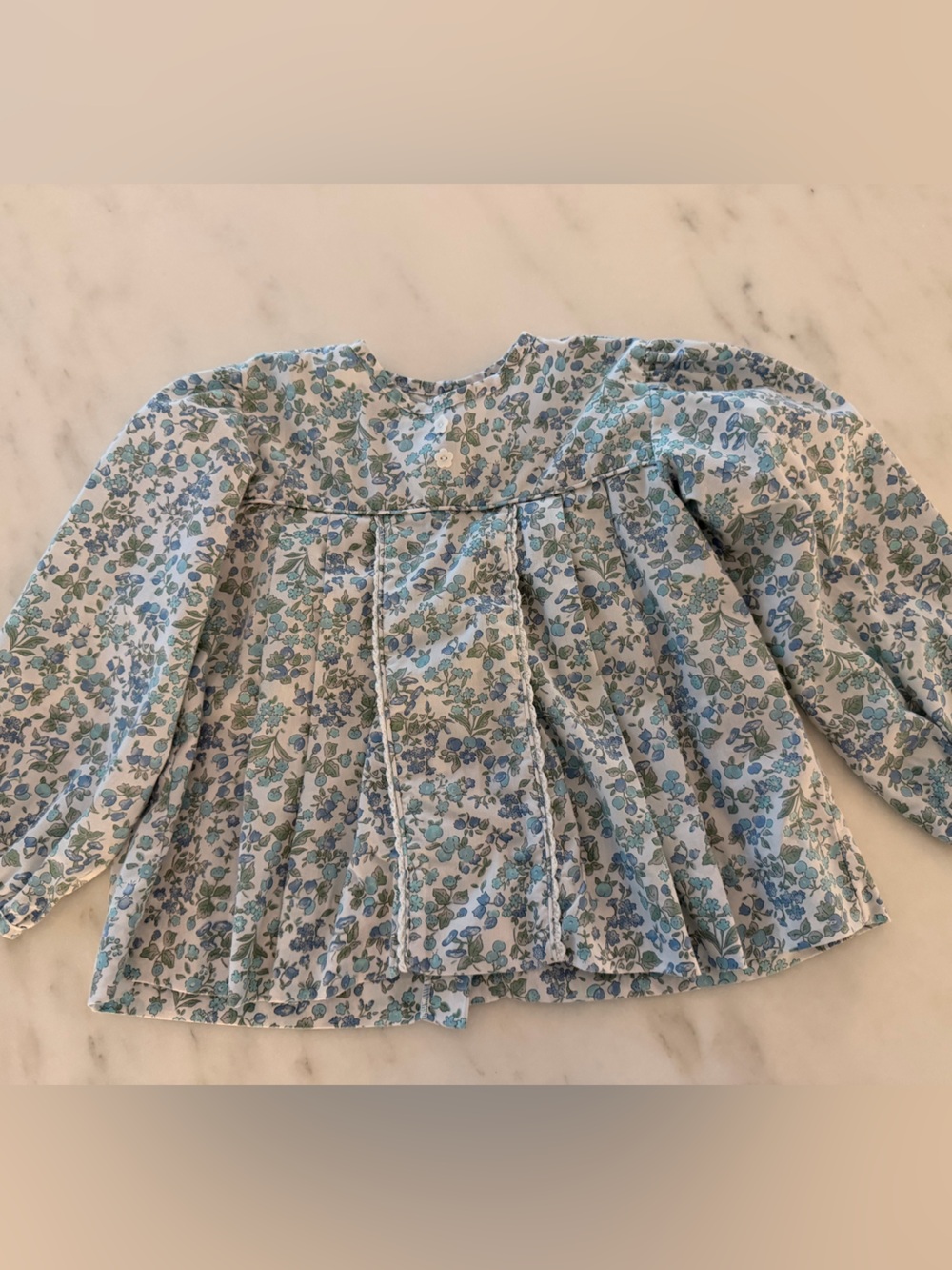 Girls Blue Floral Long-Sleeve Top